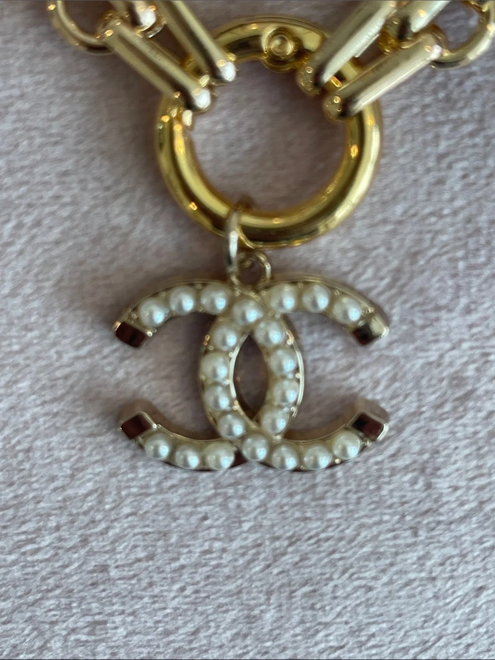 CHANEL Gold and Pearl CC Charm And Double Chain Necklace